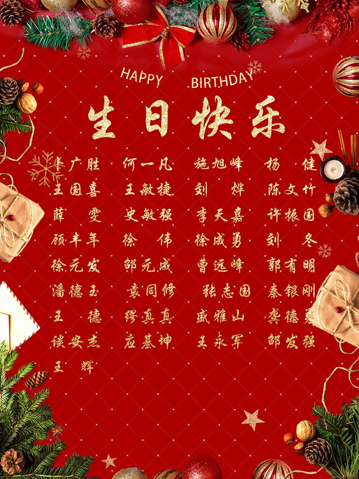 【生日祝福】恭祝12月生日的員工生日快樂！